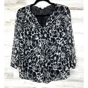 Diane Von Furstenberg Womens 0 Black White Lightweight Silk Designer Blouse Top